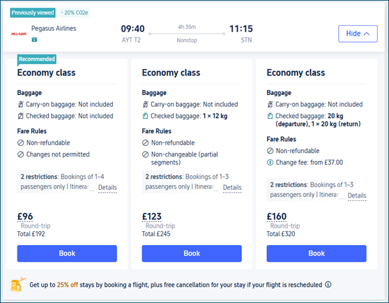 A screenshot of a flight schedule

Description automatically generated